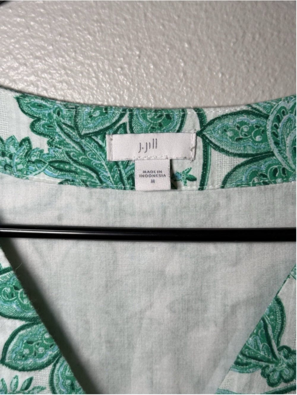 J. Jill Women's A-Line Swing Dress Green Papaya Etched Sarassa Sz M 100% Cotton - Picture 3 of 5